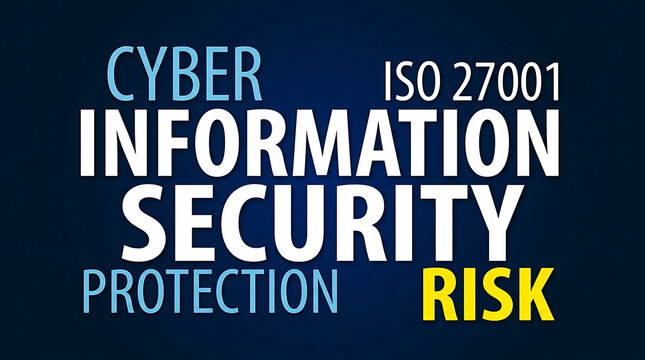 ISO 27001 Word Cloud Design &ndash; Information Security Management System, Cybersecurity and Compliance Concept