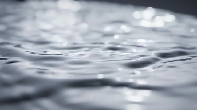 Cinematic close up of liquid silver waves rippling across a reflective metallic surface with soft light highlights