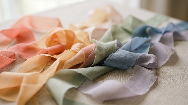 Soft muted rainbow fabric ribbons overlapping inclusive pride celebration calm natural light