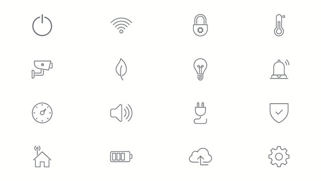 Set of minimalist smart home and IoT line icons simple vector design for web and mobile apps