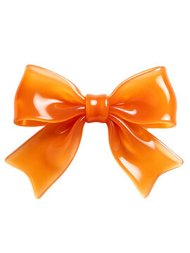 Two Texture Orange Bow Decor Elements Separate White Base DIY Handmade Ornament product mockup photo E-commerce marketing poster Background shooting scene