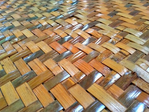 Handwoven Bamboo Weave Pattern Rustic Natural Background