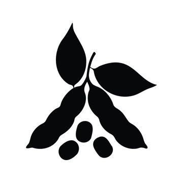 Minimalist soybean seeds cluster silhouette vector illustration in black and white design, soybean seeds silhouette vector illustration