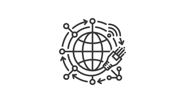 A minimalist line art icon representing global internet connectivity and network communication.