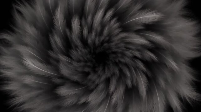 Wind blowing fur in a perfect hypnotic spiral pattern for abstract calming sensory loops.