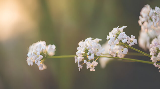 valerian. White valerian flowers swaying softly during golden hour in a botanical setting. gardening catalogs, home-decor guides, designed for home decor and floral branding, promotes healthy living.
