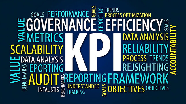 KPI Word Cloud Design &ndash; Key Performance Indicators, Business Analytics and Performance Management Concept