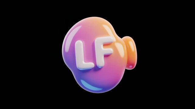 Abstract rounded shapes with LF monogram rotating with soft colorful gradient light