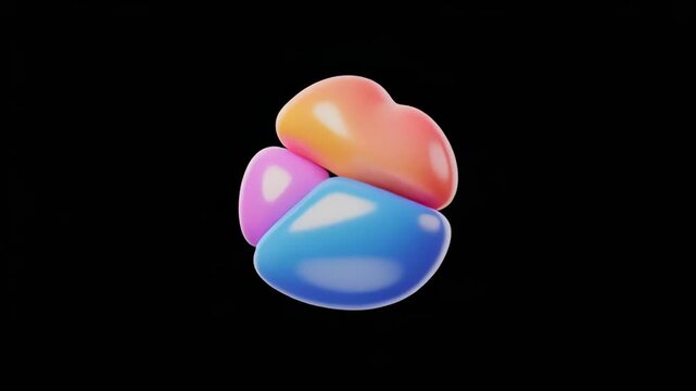 Abstract spherical object with colorful segments rotating slowly in studio lighting