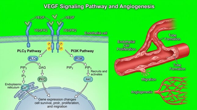 VEGF Signaling Pathway and Angiogenesis Illustration