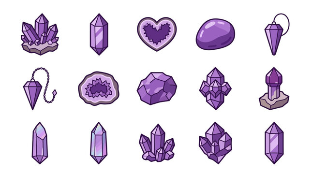 Purple Crystal Collection: Amethyst Geodes, Pendulums, and Raw Gemstones