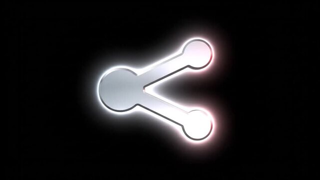 Simple white share icon on black background.