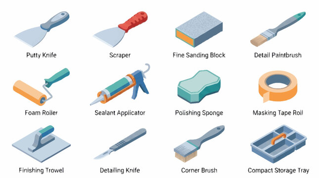 Collection of various construction and painting tools.