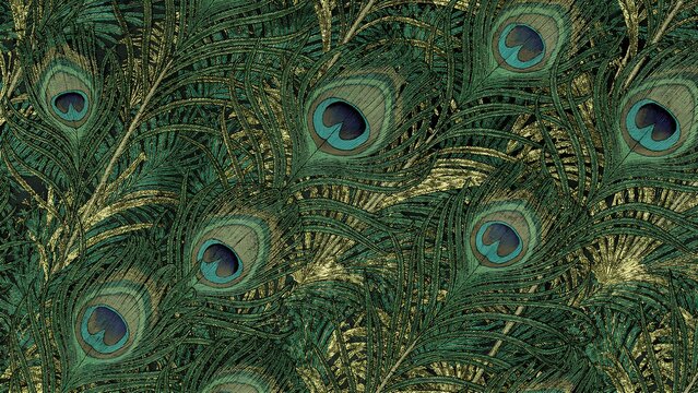 Elegant peacock feather pattern with vibrant green and blue hues