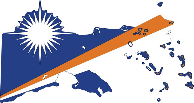 Map silhouette of the marshall islands with flag fill pattern marshall geography archipelago
