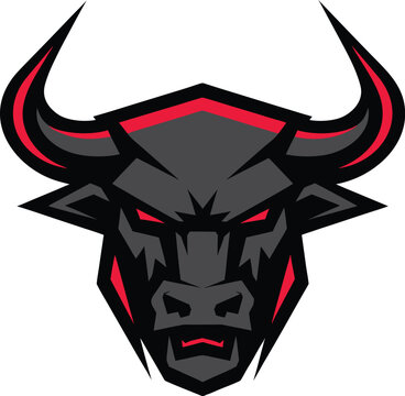 Geometric Bull Head Mascot Vector Logo