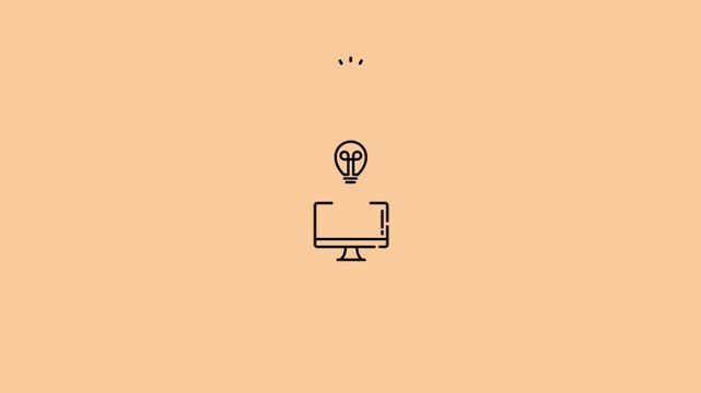 A minimalist illustration of a head and computer monitor.