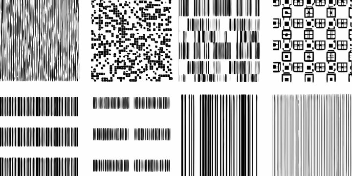 Collection Of Barcodes And Data Matrix Codes On White Background