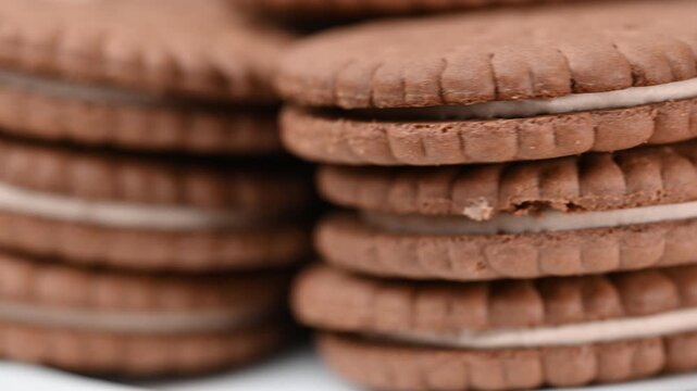 video of a chocolate sandwich cookie