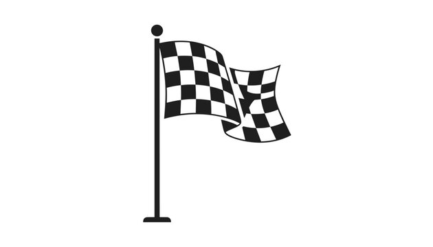 Classic black and white checkered racing flag waving on a pole symbolizing victory and crossing the finish line in motorsport events.