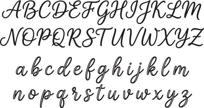 Cursive script font with uppercase and lowercase letters