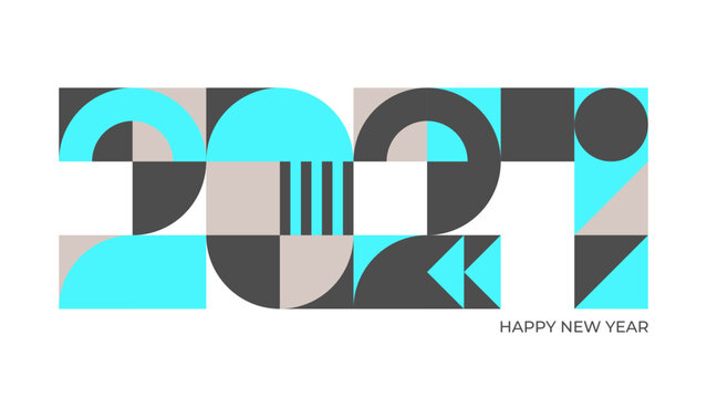 2027 New Year Number geometric graphic design on white background for holiday greetings and invitations. Bauhaus Style. Vector illustration.