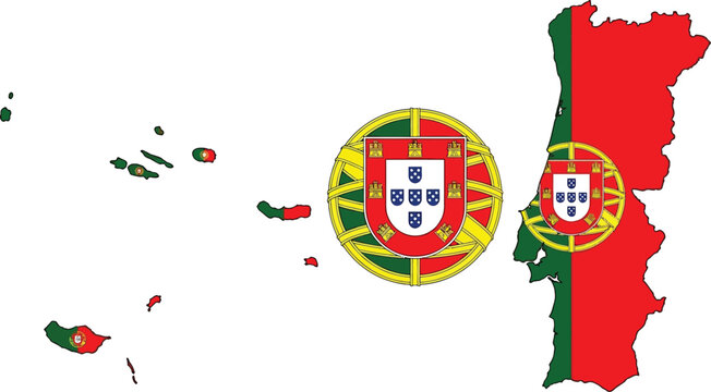 Map of portugal with national flag design portugal geography territory national cartography