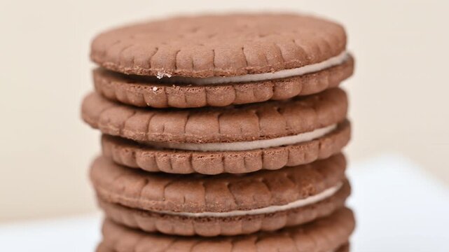 video of a chocolate sandwich cookie