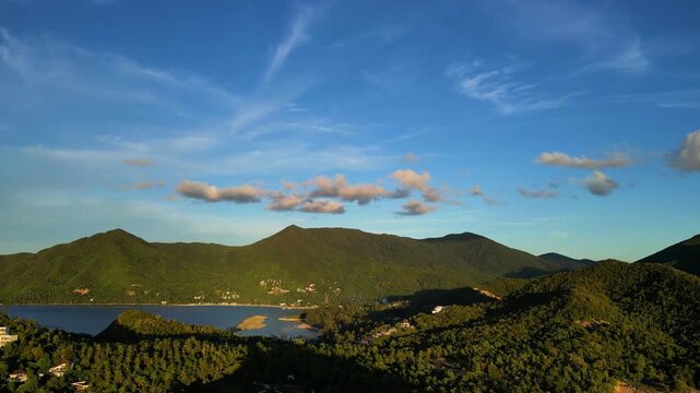 Koh Ra Mountain Drone Shot Over Tropical Island Landscape, Koh Phangan, Thailand