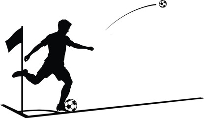 Football player silhouette against a white background dynamic sports illustration © SunjidaRahman