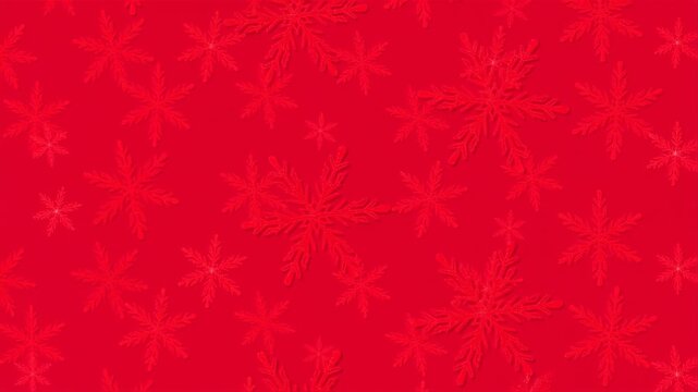 Red festive background with abstract snowflake patterns