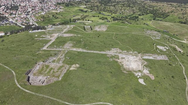 Cinematic Drone Video of Pisidia Antiocheia Ancient City Near Yalvac in Isparta, Turkey