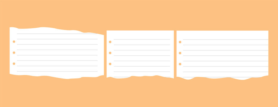 Ripped Notebook Paper Collection with Lined Sheet Template Set for Notes and Stationery