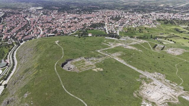 Cinematic Drone Video of Pisidia Antiocheia Ancient City Near Yalvac in Isparta, Turkey