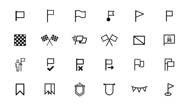 Collection of various flag and banner icons for design and communication purposes  various symbols