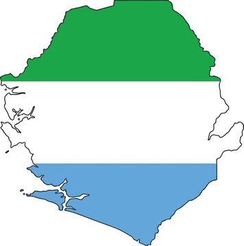 Map of sierra leone with national flag colors west africa geography isolated background