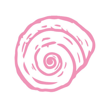 Pink Seashell Outline Illustration