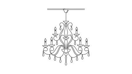 Obraz premium Elegant hand drawn outline illustration of a classic crystal chandelier.