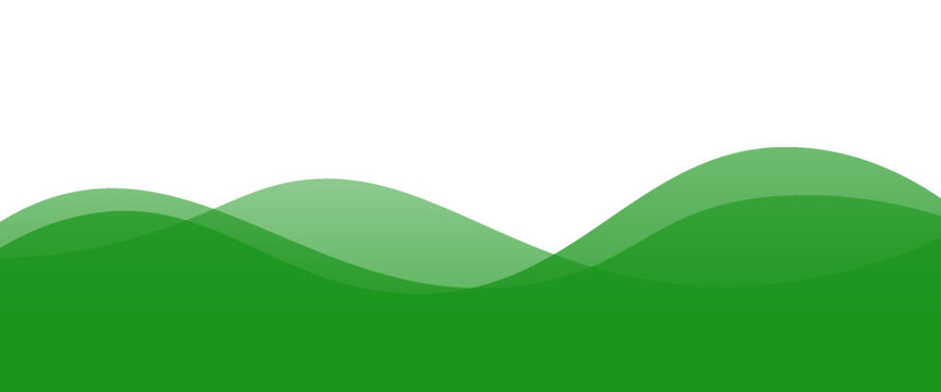 Green waves separator, footer, modern divider shape for bottom of the website page
