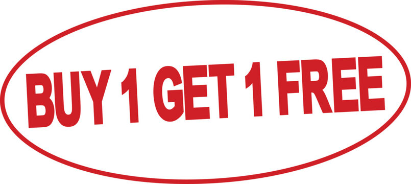 Buy 1 get 1 free red sale label