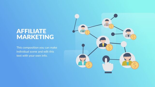 Affiliate Marketing Concept Animation with Digital Commission and Online Earnings