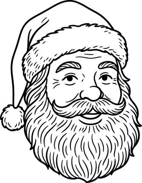 A black and white illustration of santa claus