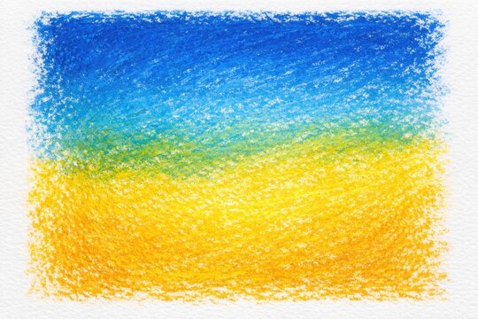 A bright yellow and blue sky with some clouds