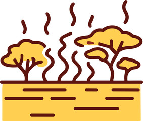 Dry vegetation and soil with rising heat waves, climate change concept © hb