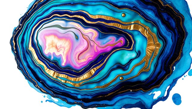 Abstract Iridescent Abalone Shell Inspired Watercolor Splash on White Background