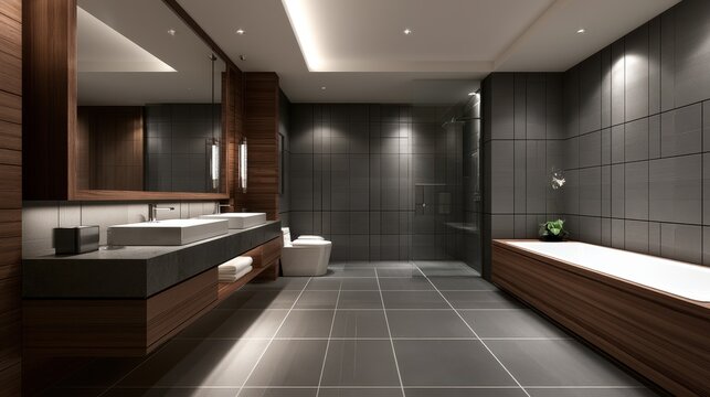 Stunning photo of new hotel bathroom interior design.