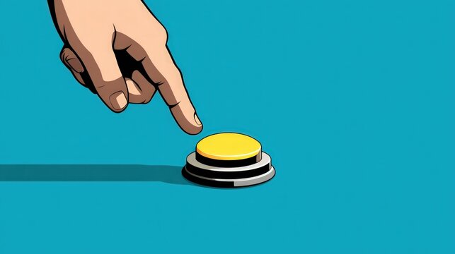 Finger about to press yellow button