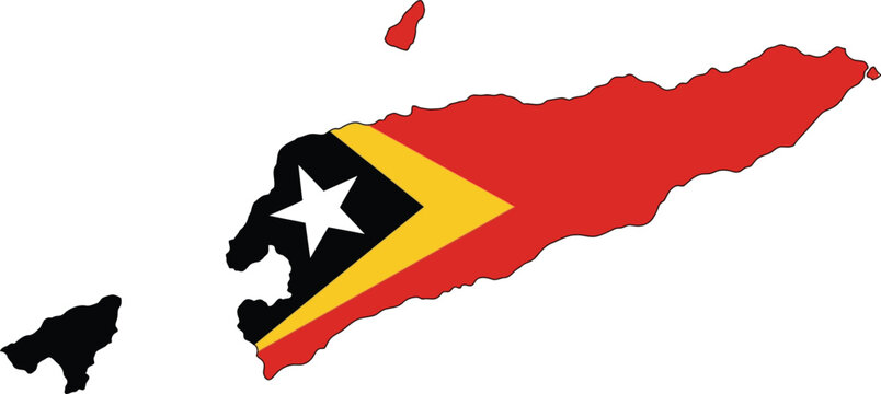 East timor map with official national flag geography national territory sovereign cartography