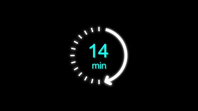 14 min clock icon animation. Clock 14-minute icon Digital and analog clock 14 minutes isolated on white background. and creating a stunning video.4k video.