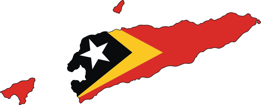 East timor geographical map shape with flag pattern geography national territory sovereign